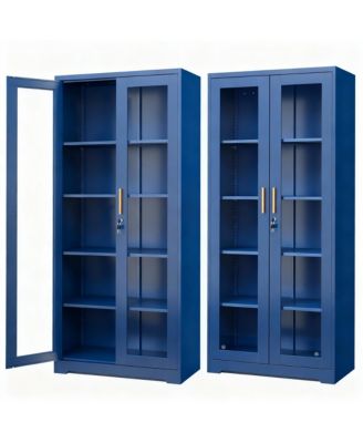 Tempered Glass Cabinet, Thickened Metal, Storage & Display, Safety Lock, Easy Assembly