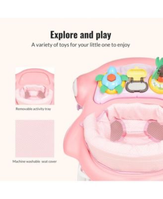 Baby Aloha 2-in-1 Foldable Walker with Adjustable Height, Music Tray, Padded Seat & Removable Mat (6–36m)