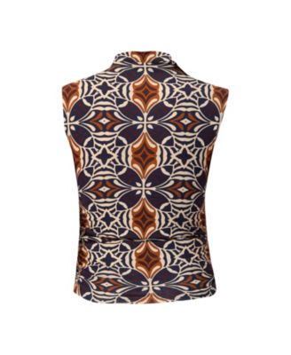 Women's Ruched Side High Neck Sleeveless Blouse