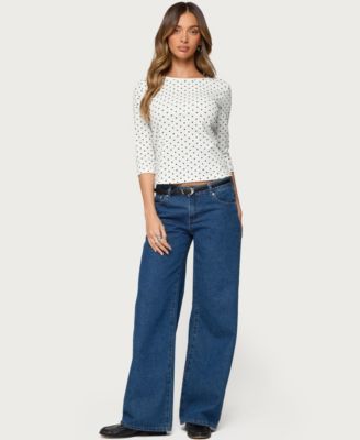 Women's Lela Polka Dot Quarter Sleeve Top