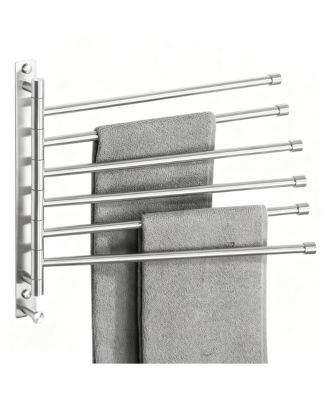 Stainless Steel 6-Arm Swing Towel Rack, Space-Saving, Rotatable, for Bathrooms