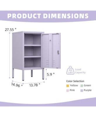 Metal Locker Nightstand with Door & Shelf, Modern Steel Bedside Cabinet, Lockable Single Door, Easy Assembly
