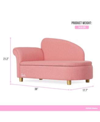 Girls Barbie Dream in Chaise Lounge, Soft Upholstered Seat with Raised Backrest, Gold-Tone Legs and Hidden Storage, ASTM Certified