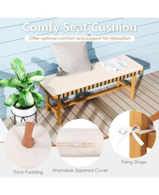 3-Piece Patio Dining Set Rectangular Table and 2 Benches w/1.97'' Umbrella Hole