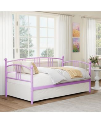Twin Metal Daybed, Metal Sofa Bed Frame with Arched Headboard, Guest Sofa Bed with Steel Slat Support, No Box Spring Required
