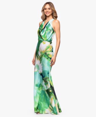 Women's V-Neck Printed Ball Gown
