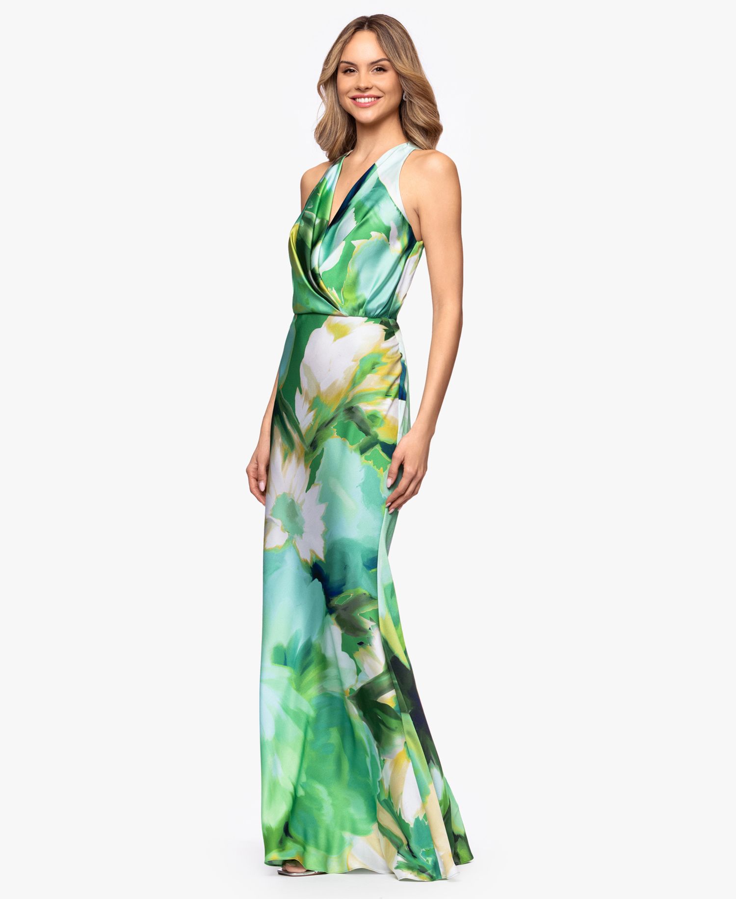 Women's V-Neck Printed Gown