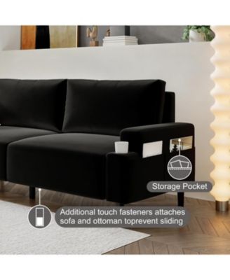 80.7" Loveseat Sofa, Fabric Modern Sleeper Sofa Couch for Living Room, Sofa Cama, Solid Wood Frame, Easy to Install