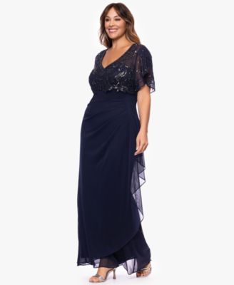 Plus Size V-Neck Short-Sleeve Ball Gown
