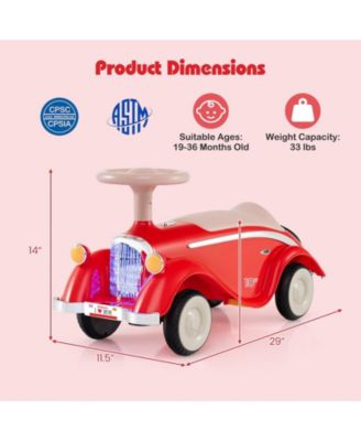 Toddler Ride on Toy Classic Sliding Car with Horn and LED Headlight