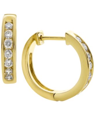 Diamond Hoop Earrings (1/2 ct. t.w.) in 14k Yellow Gold