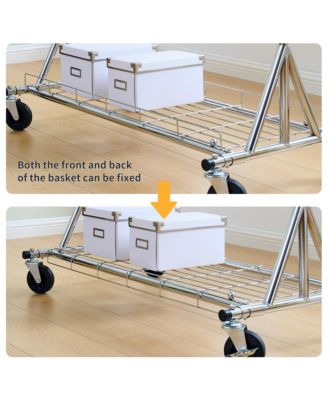 Heavy Duty Clothing Rack, Collapsible and Portable Hanging Rack, Rolling Garment Rack with Wheels and Mesh Shelf, 600LBS Capacity for Bedroom