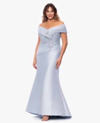 Plus Size Off-The-Shoulder Beaded Ball Gown