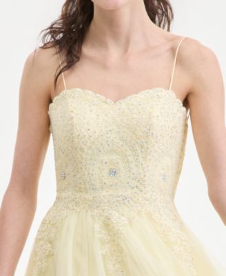 Juniors' Strapless Embellished Ballgown