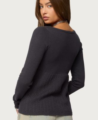 Women's Jaylah Cable Knit Babydoll Top