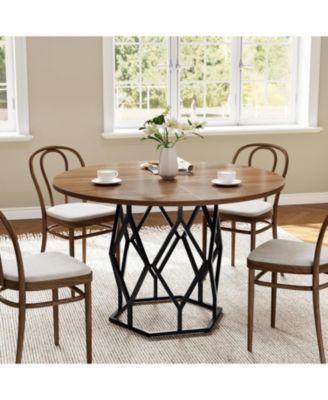 47 Inch Round Dining Table Farmhouse Dining Kitchen Table for 4-6 People Kitchen and Dining Room Tables