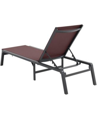 Outdoor Patio Chaise Lounge Chair with Adjustable 5-Position Backrest