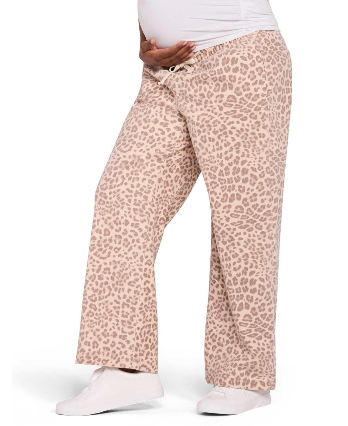 Motherhood Maternity Women's Under the Belly Tie Waist Denim Wide Leg Pant