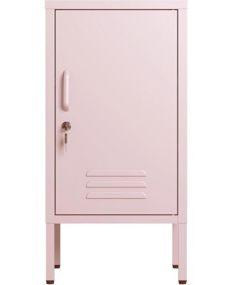 Metal Locker Nightstand with Door & Shelf, Modern Steel Bedside Storage Cabinet, Single Door Lockable Metal End Table for Bedroom