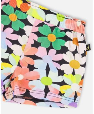 Girl Jersey Shorts Printed Flowers - Child