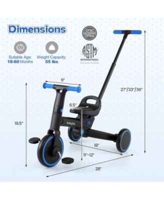 4-in-1 Foldable Toddler Tricycle with Push Handle with Adjustable Seat