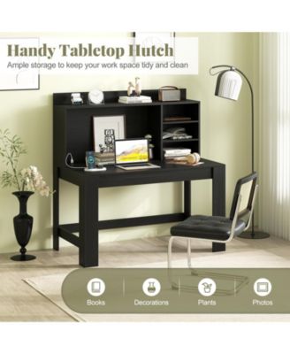Modern Home Office Desk with Hutch and Storage, Workstation