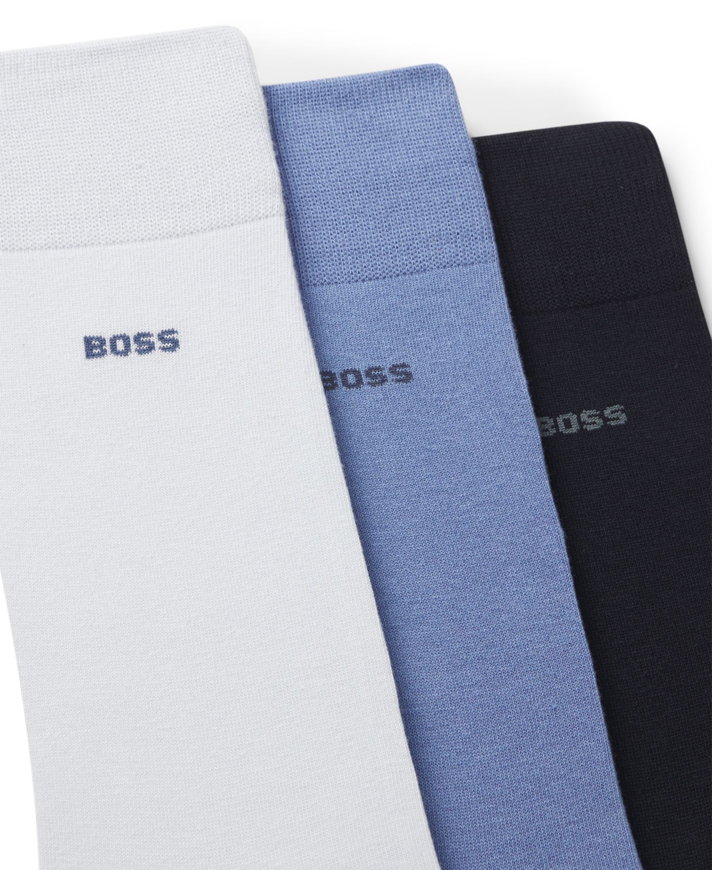 Мужские носки Hugo Boss однотонные, стандартной длины, набор из 3 пар, цвет: Белый / Синий — фото 2