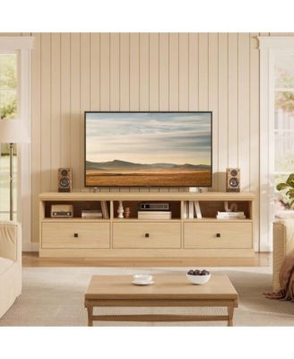 TV Console with Open Shelves & Storage Drawer, Multipurpose Media Unit