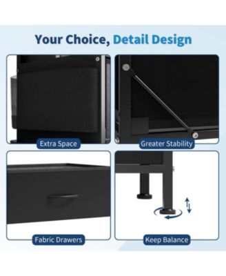 Drawer Fabric Dresser for Bedroom, Large Dresser with 2 Shelves & Wood Top, Dressers & Chests of Drawers