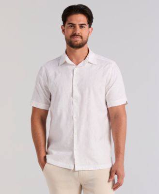 Men's Floral Linen Shifley Embroidered Button-Down Shirt