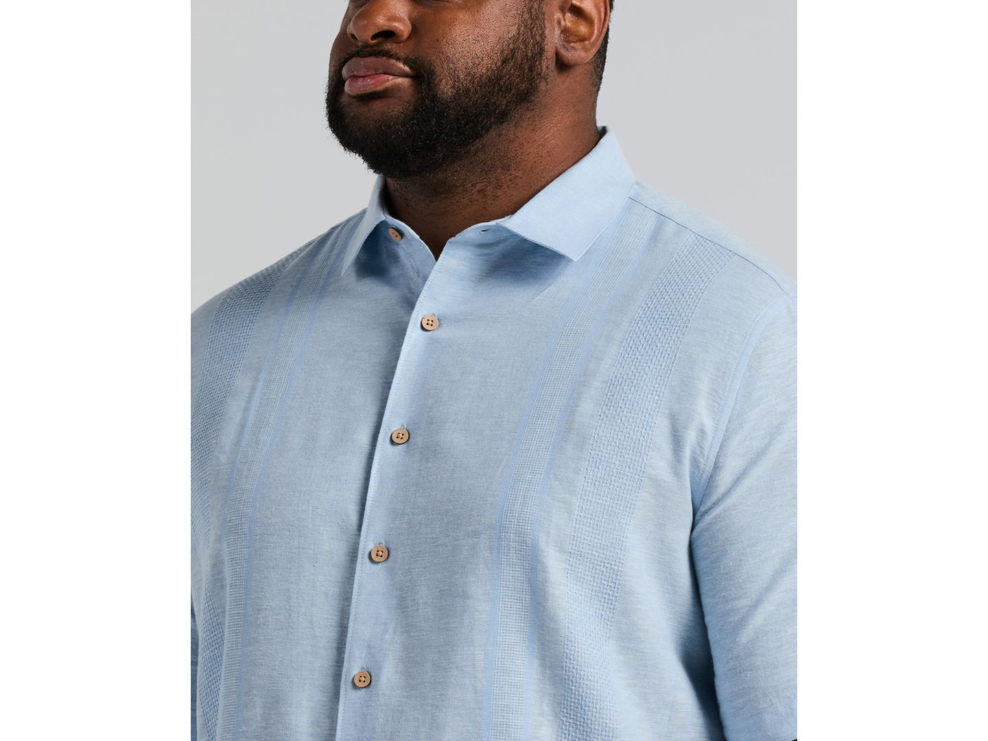 Мужская рубашка Cubavera Big & Tall Linen Short-Sleeve Panel, цвет: Синий — фото 4