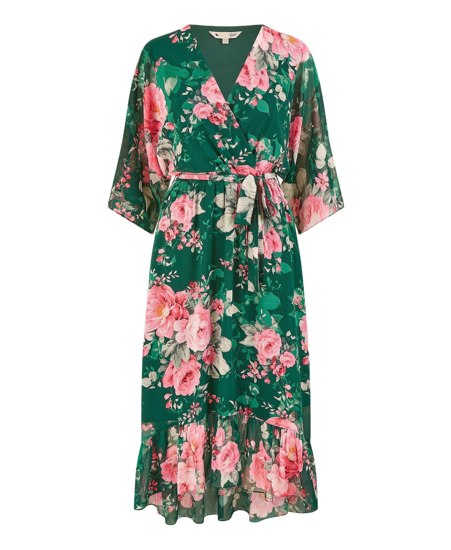 Women's Midi Dip Hem Wrap Midi Dress