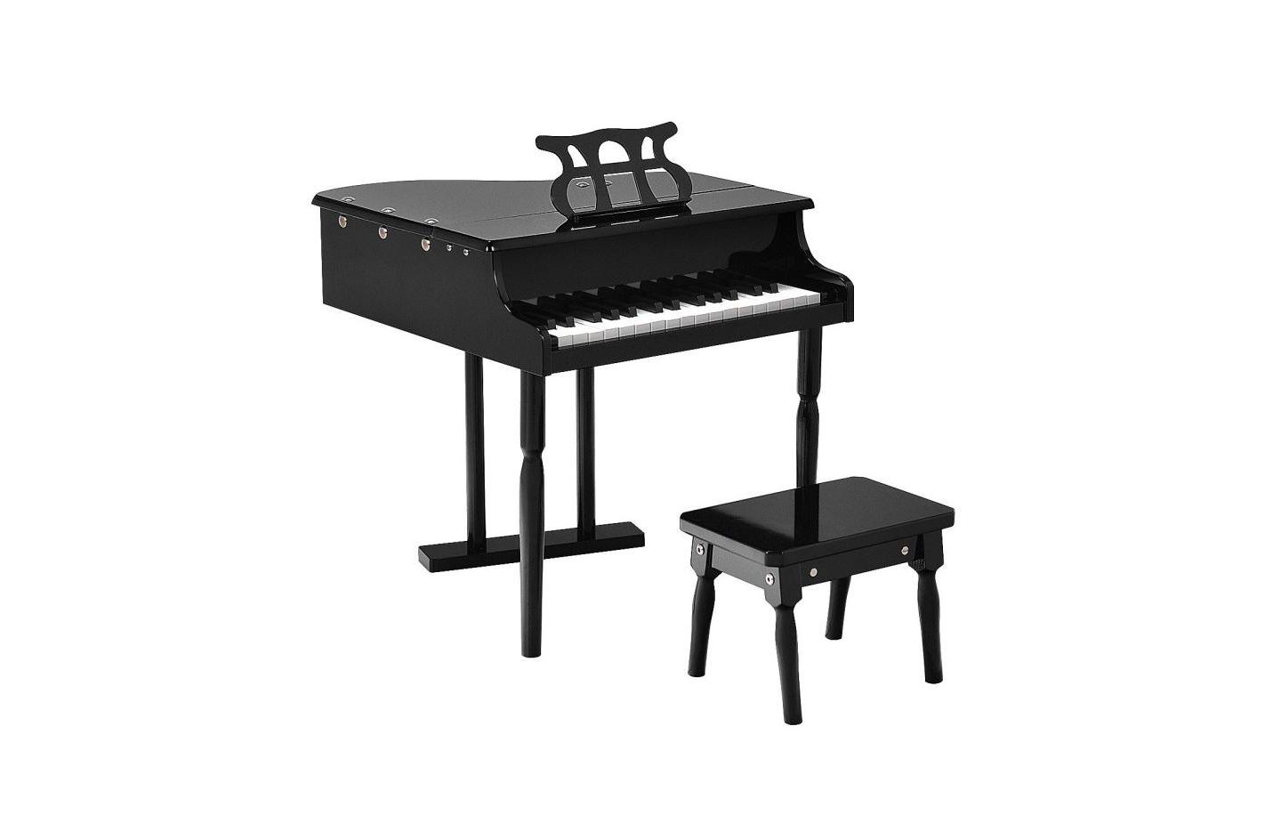 Детские игрушки Slickblue Kids' 30-Key Piano Keyboard with Bench, Piano Lid and Music Stand, 4-Piece Set, Ages 3+, цвет: Чёрный — фото 3