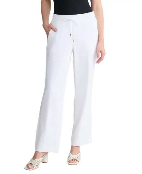 Petite Pull-On Drawstring Pants - Natural White