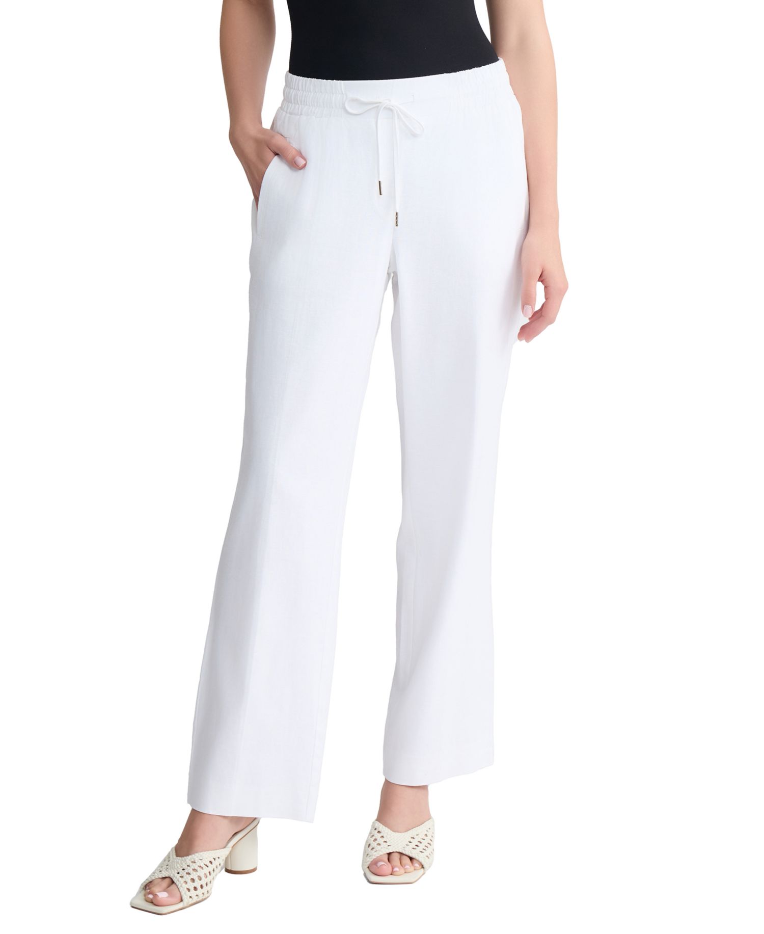 Petite Pull-On Linen Drawstring Pants
