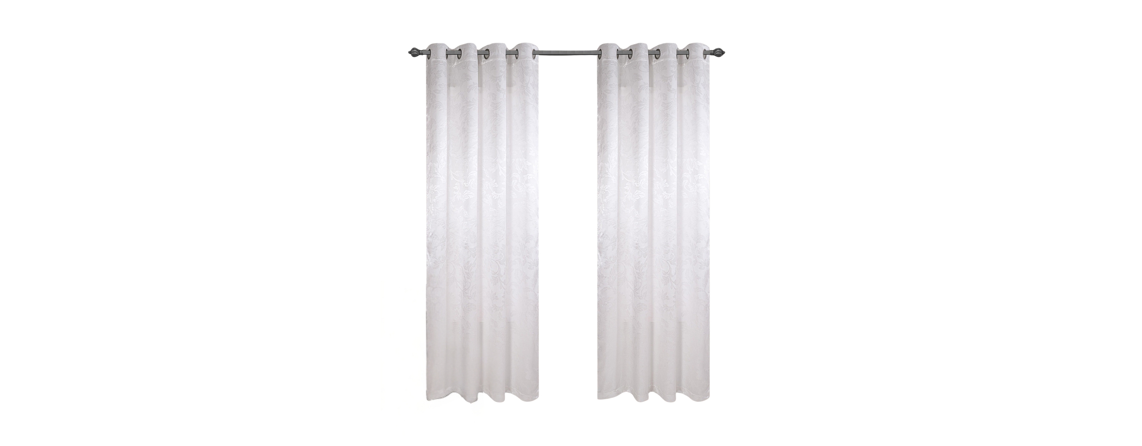Olivia Gray 100% Polyester 200 Gsm Dyson Embossed Blackout Grommet Curtain Panel 54" x 84" White