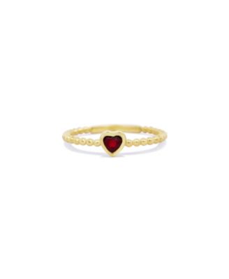 ruby Bezel Heart Ring 14K Gold