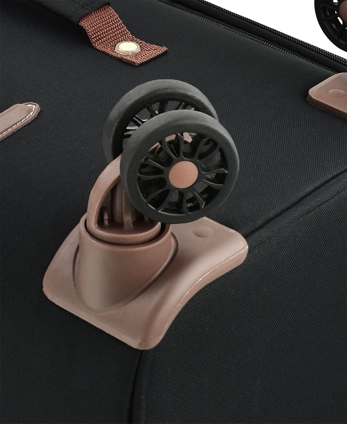 Чемодан London Fog Nottingham Small Carry-On Softside Expandable Spinner, цвет: Чёрный каштановый — фото 3
