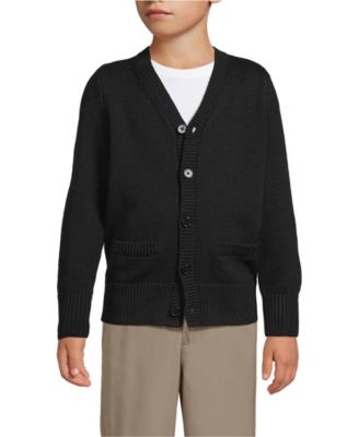 Lands End Boys Cotton Modal Button Front Cardigan Sweater - Black 48$
