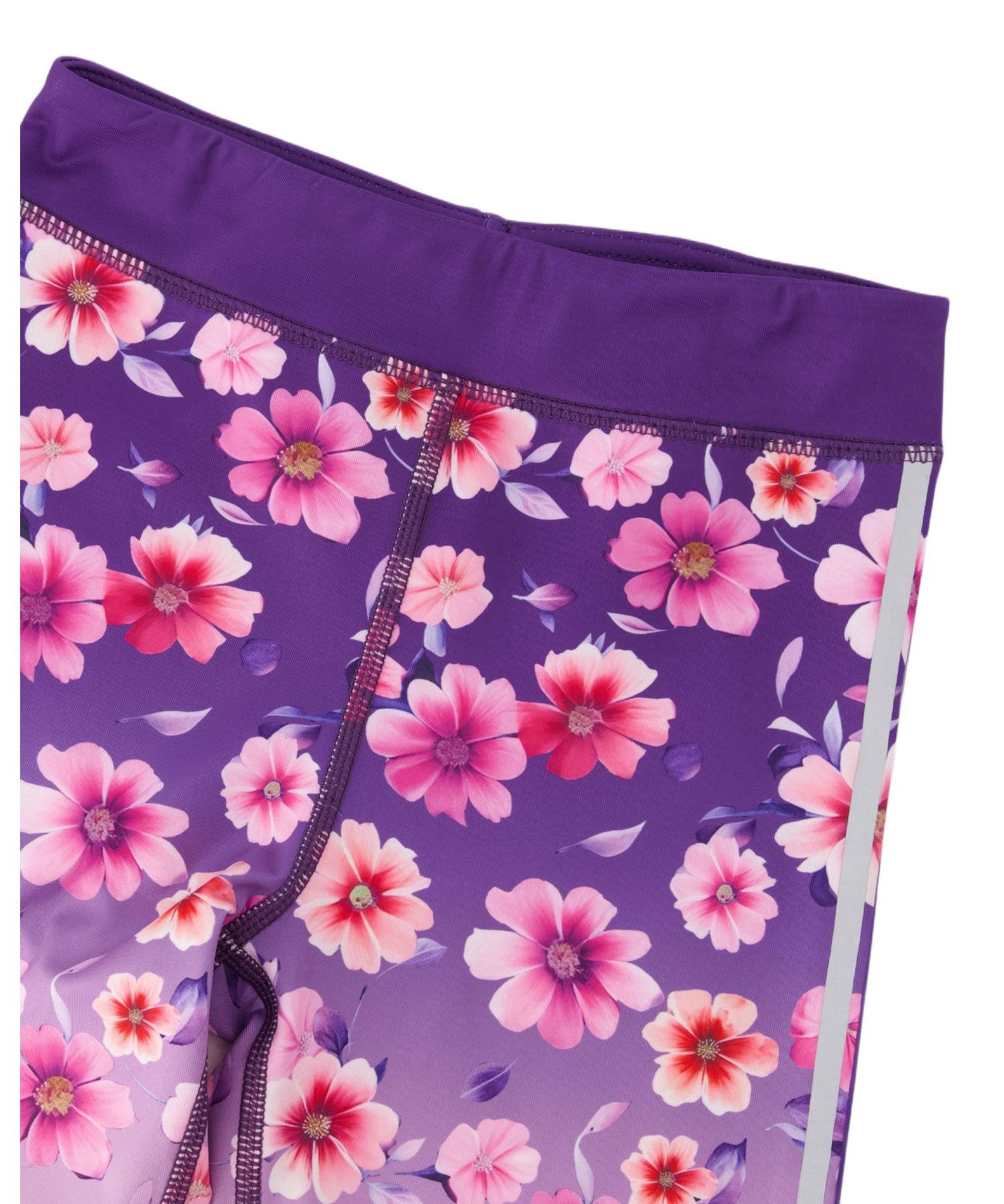 Big Girls Athletic Leggings in Polyester Mauve Floral Gradient