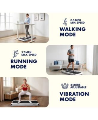 2-in-1 Walking Pad Treadmill with Vibration Plate, Under Desk Treadmill with Remote, LED Display, Quiet 1.0HP Motor