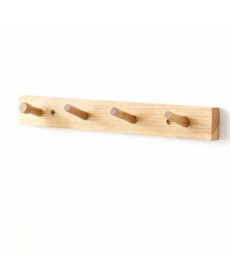 Hickory Wood Wall Coat Rack, Space-Saving, Easy to Install