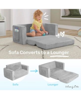Toddler Nestle Sofa, 2-in-1 Convertible Sofa to Lounger, Low to Floor Design, Machine Washable Fabric Cover