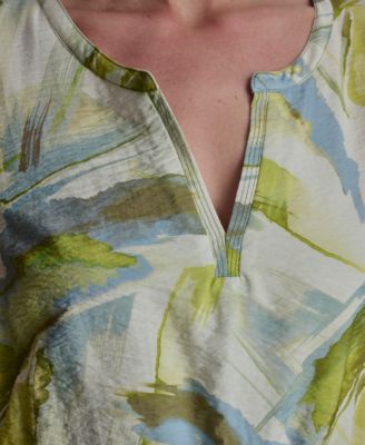 Women's Printed V-Neck Midi Dress