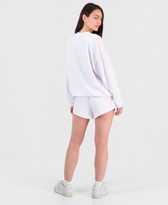 Juniors' Beaded Graphic-Print Sweatshirt & French Terry Shorts 