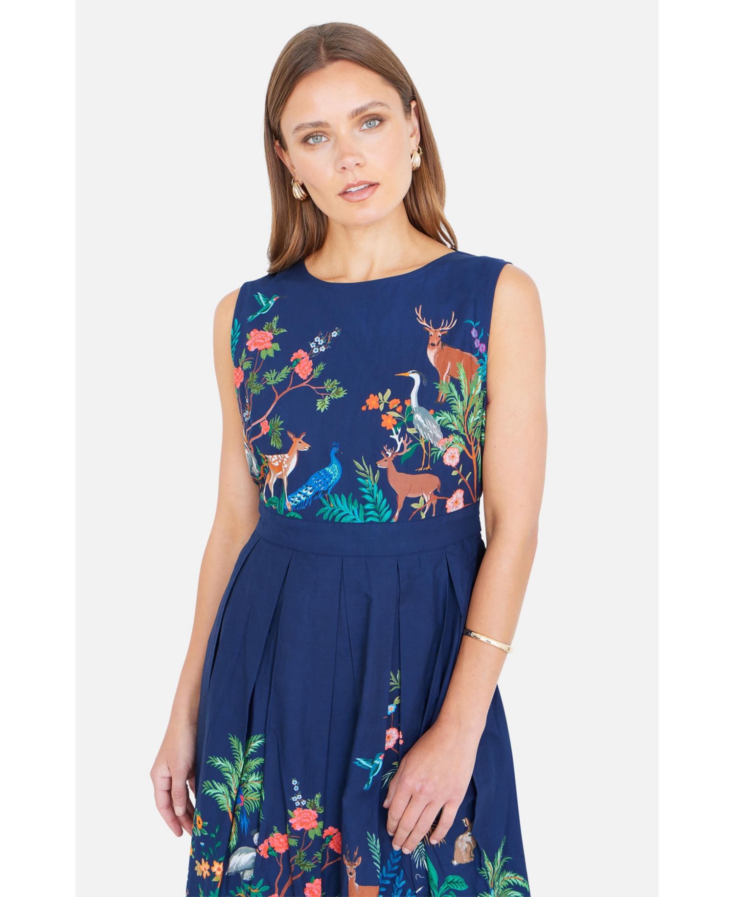 Women's Animal Print Cotton Midi Skater Dress