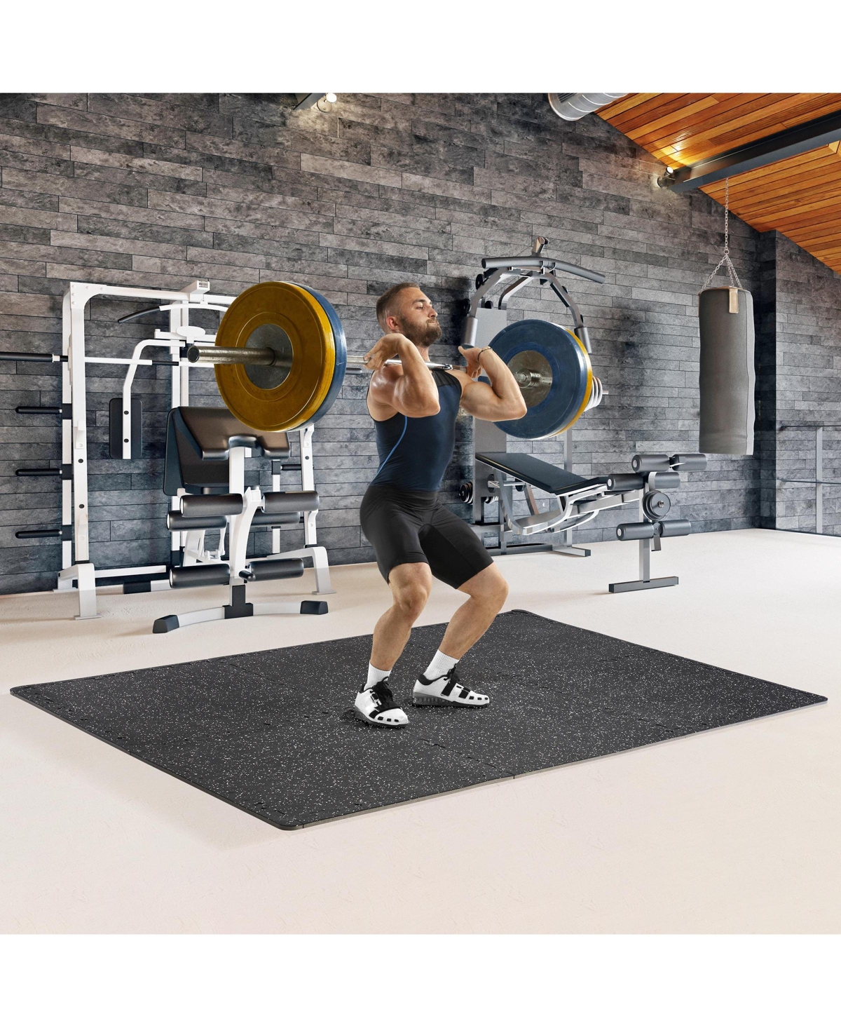 Sorbus (12 Tiles, 48 Sq ft) Exercise High Density Rubber Interlocking Floor Tiles