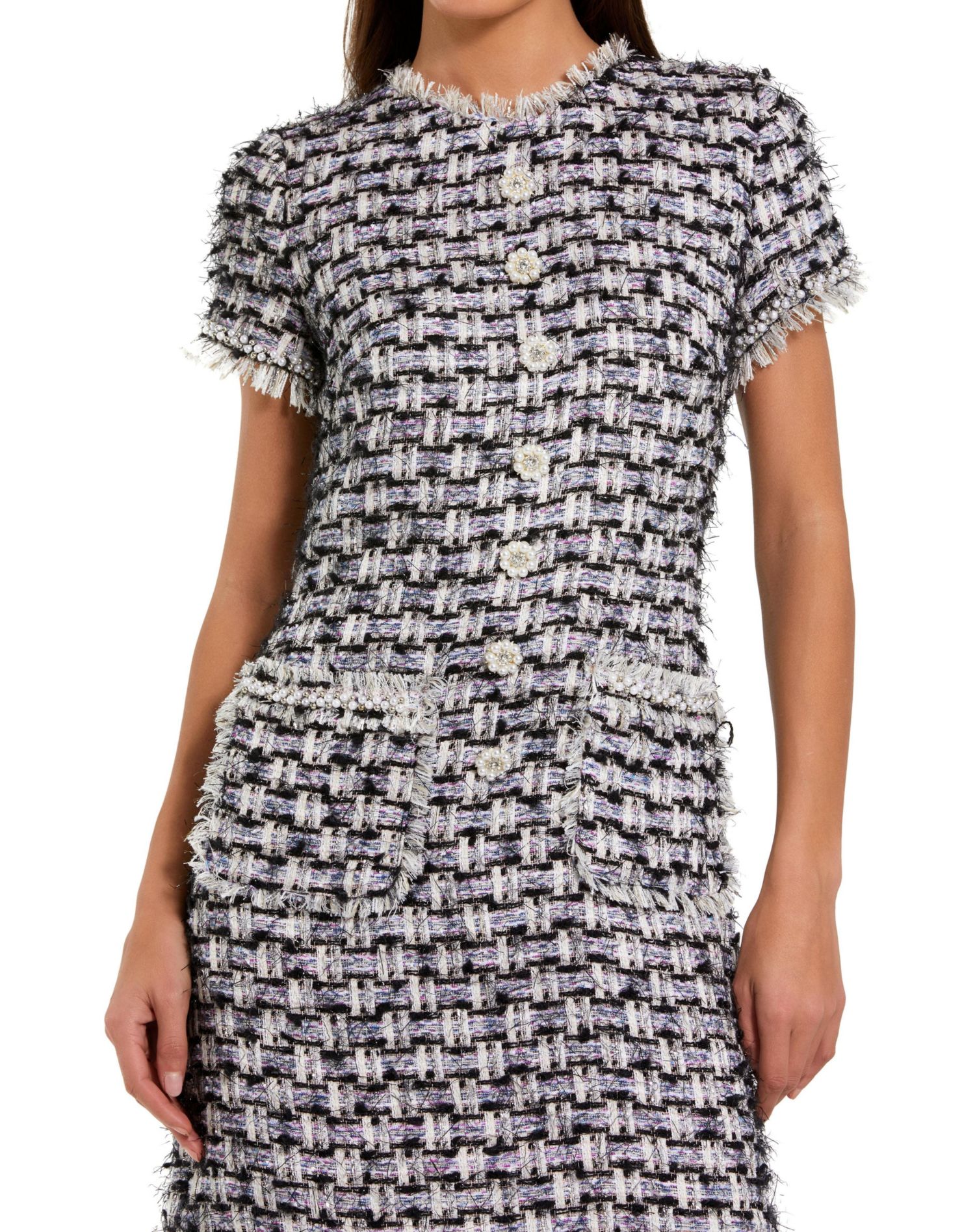 Women's Cap Sleeve Floral Button Detail Shift Dress