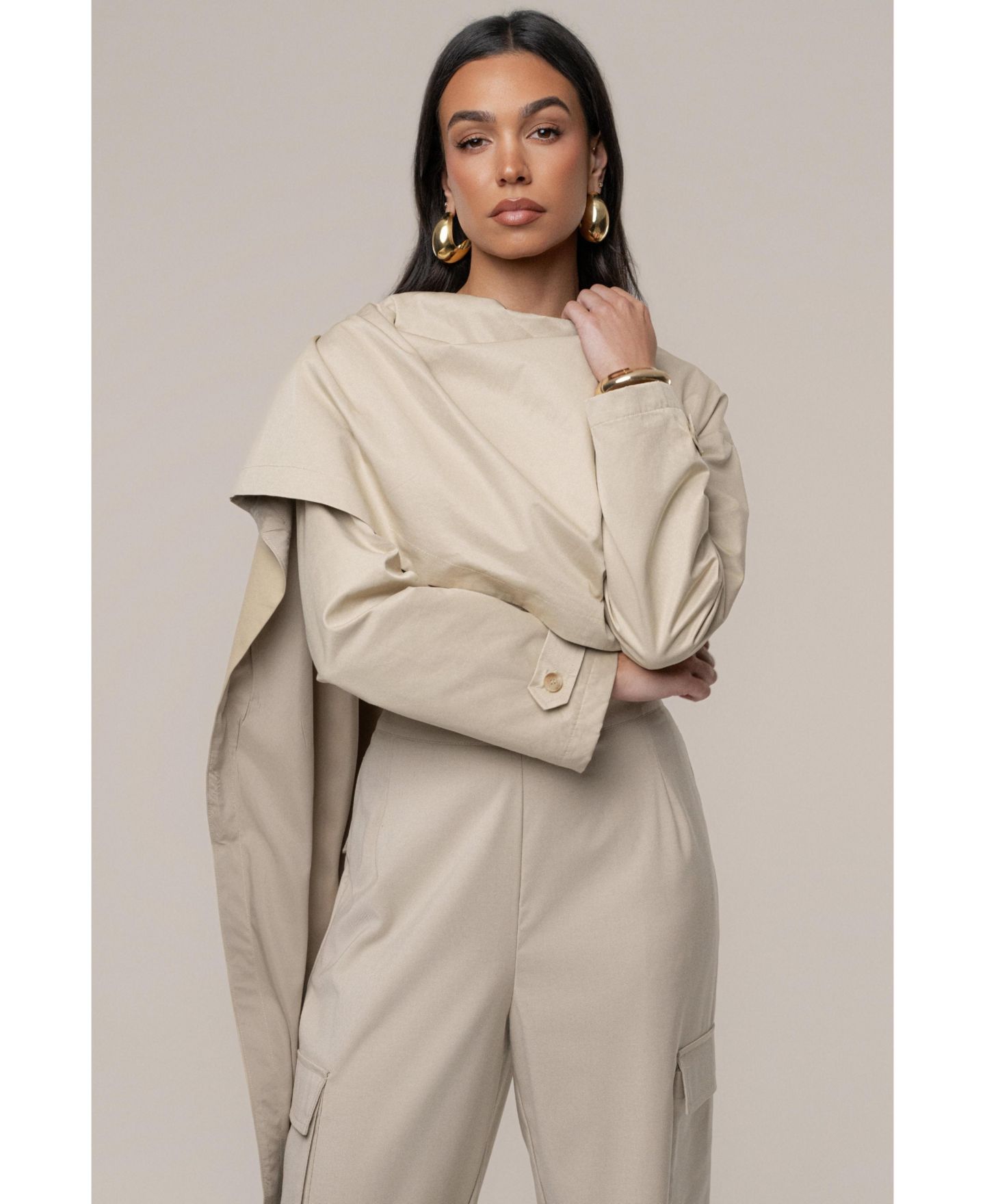 Женская куртка JLUXLABEL Next Level Cape, цвет: Бежевый — фото 2