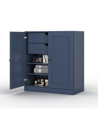 100% Solid Wood 32" Bathroom Storage Cabinet with Shaker Doors, 2-Drawers & Adjustable Shelves